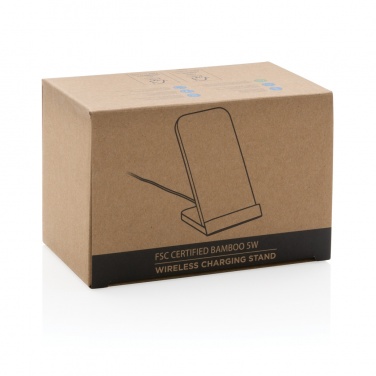 Logo trade promotional products image of: Bamboo 5W wireless charging stand